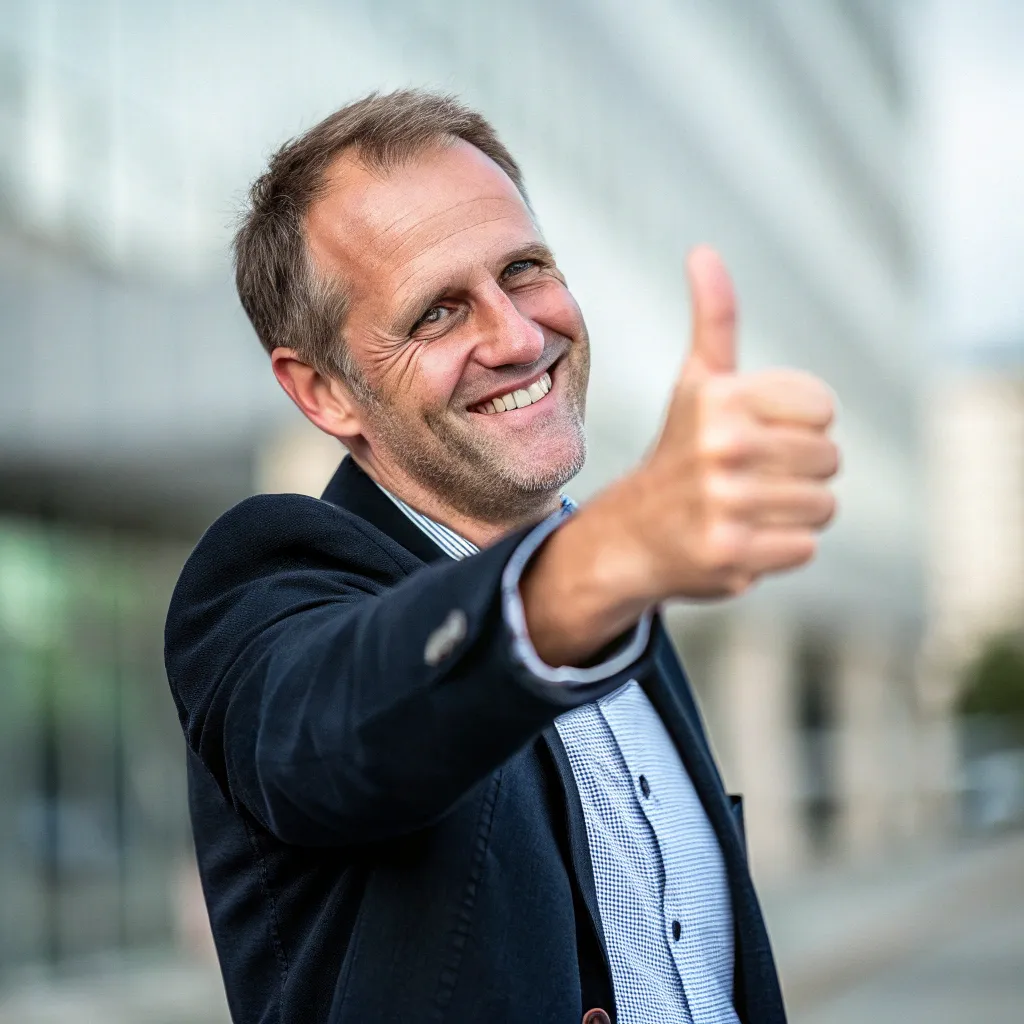 Mark Johnson with thumbs up